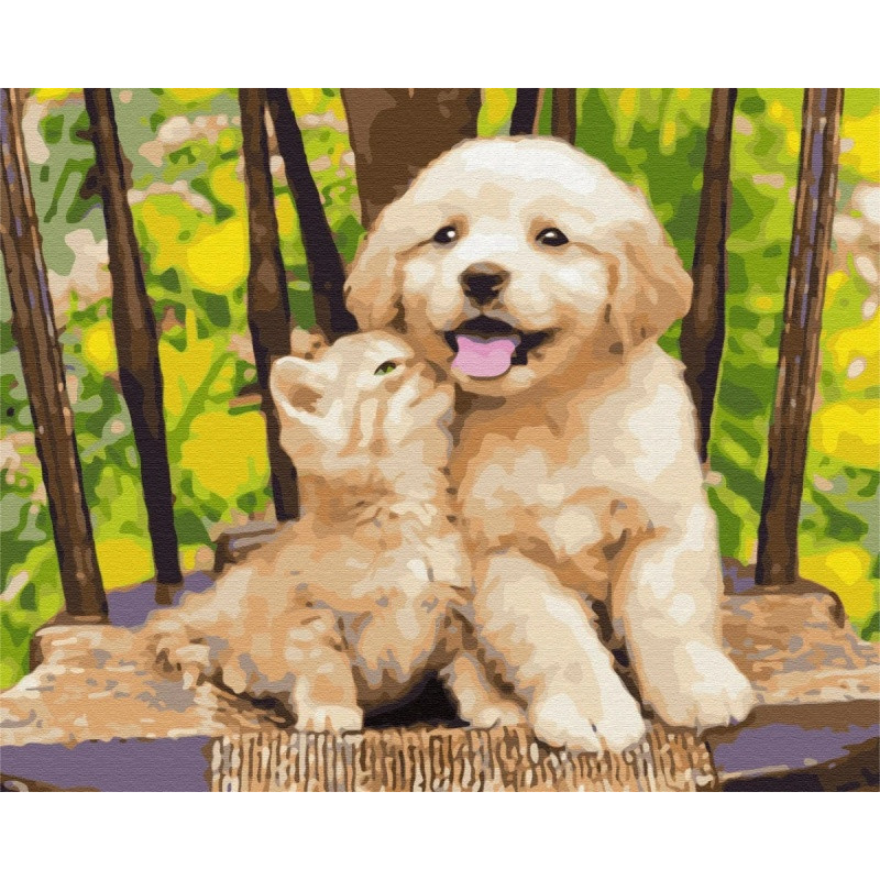 Malowanie po numerach BRUSHME, 40x50 cm, mali przyjaciele, 1 szt., w pudełku