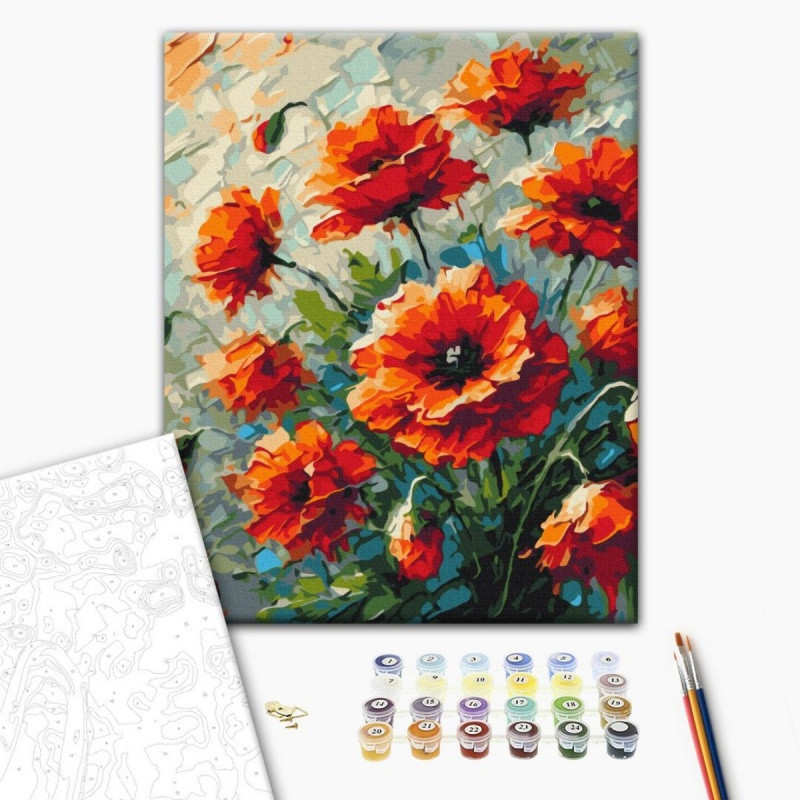 Malowanie po numerach BRUSHME, 40x50 cm, maki, 1 szt., w pudełku