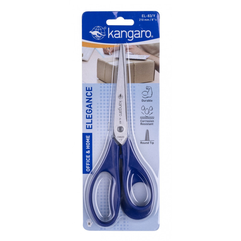 Nożyczki biurowe KANGARO, 21 cm, dla praworęcznych, blister, mix kolorów