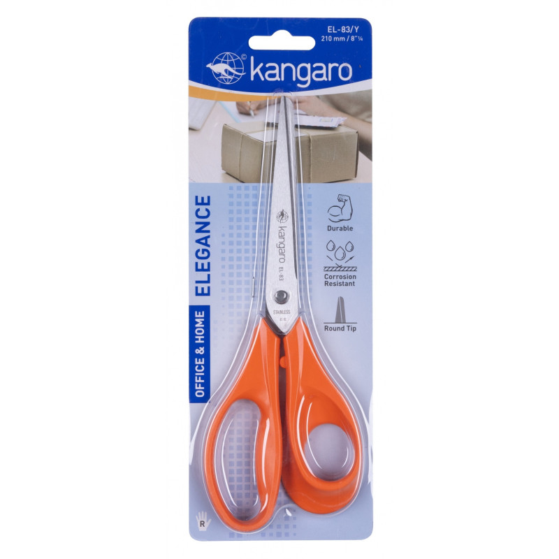 Nożyczki biurowe KANGARO, 21 cm, dla praworęcznych, blister, mix kolorów