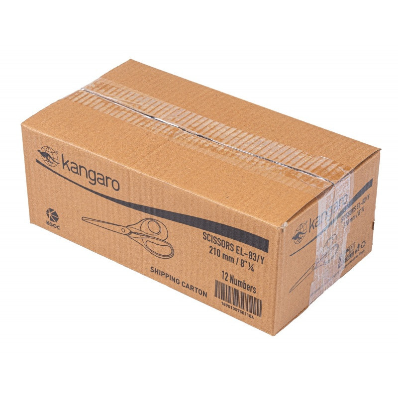 Nożyczki biurowe KANGARO, 21 cm, dla praworęcznych, blister, mix kolorów