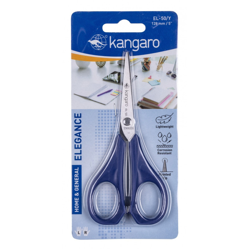 Nożyczki klasyczne KANGARO, 13 cm, blister, mix kolorów