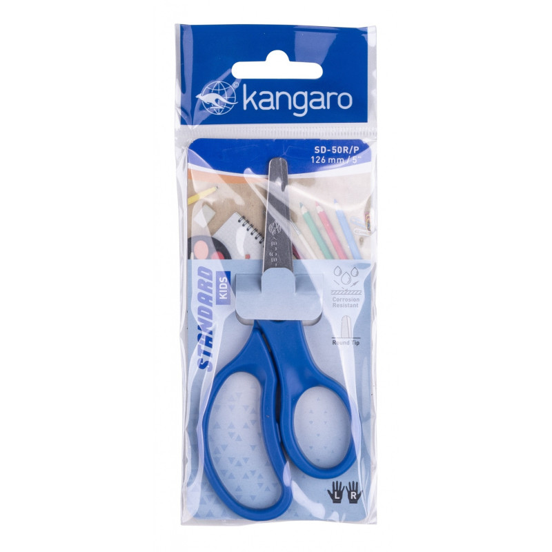 Nożyczki dziecięce KANGARO, 12,6cm, blister, mix kolorów
