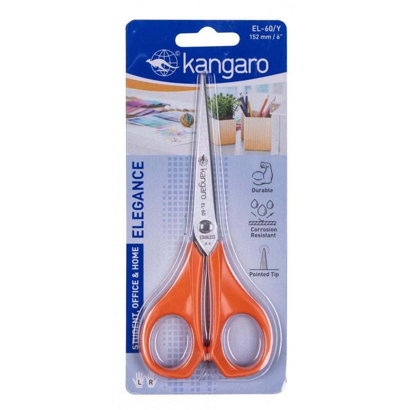 Nożyczki biurowe KANGARO, 15 cm, blister, mix kolorów