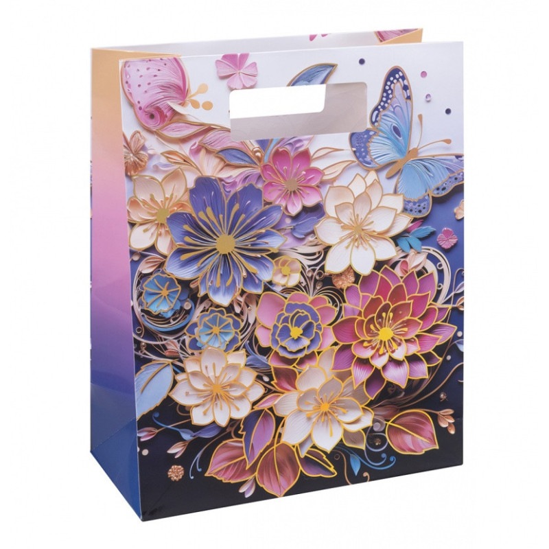 Torebka na prezenty DONAU HOME, laminowana, 26x32,5x10cm, całoroczna, z rączką, mix wzorów