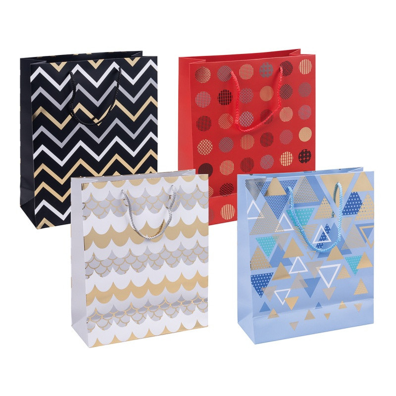 Torebka na prezenty DONAU HOME, laminowana, 25x30x10cm, całoroczna, sznurek, mix wzorów