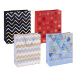 Torebka na prezenty DONAU HOME, laminowana, 25x30x10cm, całoroczna, sznurek, mix wzorów