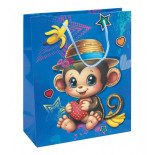 Torebka na prezenty DONAU HOME, laminowana, 25x30x10cm, dziecięca, sznurek, mix wzorów