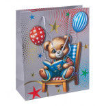 Torebka na prezenty DONAU HOME, laminowana, 25x30x10cm, dziecięca, sznurek, mix wzorów