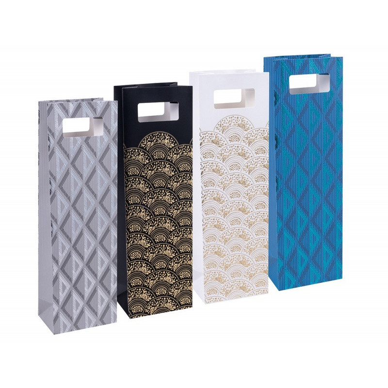 Torebka na alkohol DONAU HOME, laminowana, 12x41,5x8cm, całoroczna, z rączką, mix wzorów