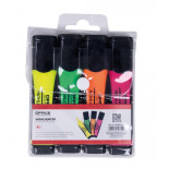 Zestaw zakreślaczy OFFICE PRODUCTS z gumowym uchwytem, 2-5mm, 4 szt., w etui, mix kolorów