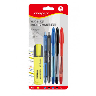 Zestaw piśmienniczy KEYROAD, 6 elementów, blister, mix kolorów