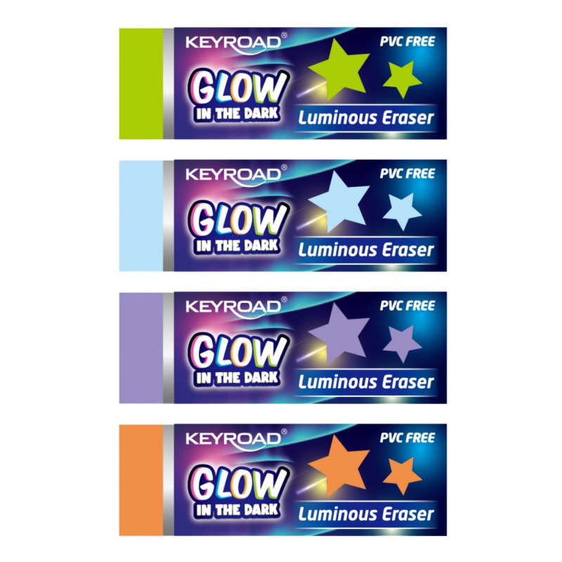 Gumka do ścierania KEYROAD Luminious, fluorescencyjna, 2 szt., blister, mix kolorów