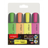 Zakreślacz KEYROAD Fluo Neon, 1-5 mm, 4 szt., etui, mix kolorów