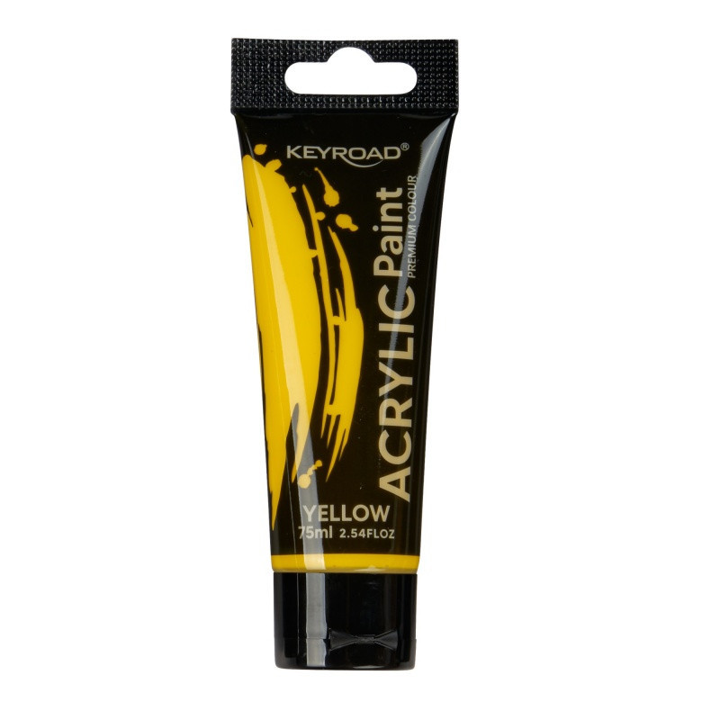 Farba akrylowa KEYROAD, 75ml, tubka, żółta