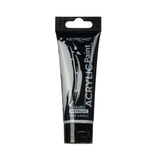 Farba akrylowa KEYROAD, metaliczna, 75ml, tubka, srebrna