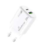Ładowarka MEDIARANGE 25W, szybkie ładowanie, 1xUSB-C + 1xUSB-A, biały