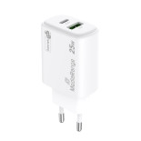 Ładowarka MEDIARANGE 25W, szybkie ładowanie, 1xUSB-C + 1xUSB-A, biały