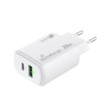 Ładowarka MEDIARANGE 25W, szybkie ładowanie, 1xUSB-C + 1xUSB-A, biały