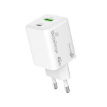 Ładowarka MEDIARANGE 45W, szybkie ładowanie, 1xUSB-C + 1xUSB-A, biały