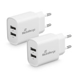 Ładowarka MEDIARANGE 12W, szybkie ładowanie, 2xUSB-A, biały