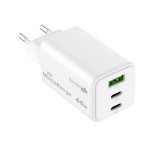 Ładowarka MEDIARANGE 65W, szybkie ładowanie, 2xUSB-C + 1xUSB-A, biały