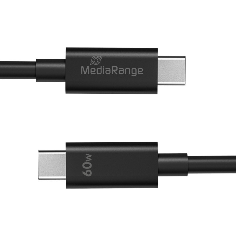 Kabel USB-C MEDIARANGE, 60W max, 5 Gbps, 1,2m, czarny