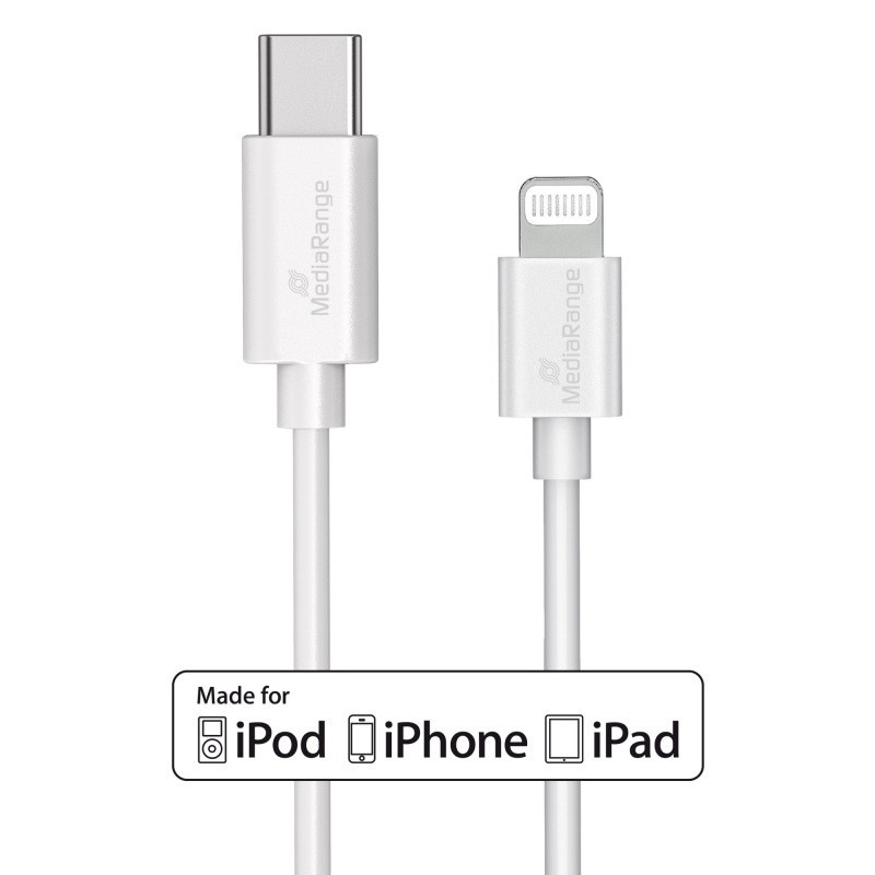 Kabel USB-C MEDIARANGE Apple Lightning, 1m, biały