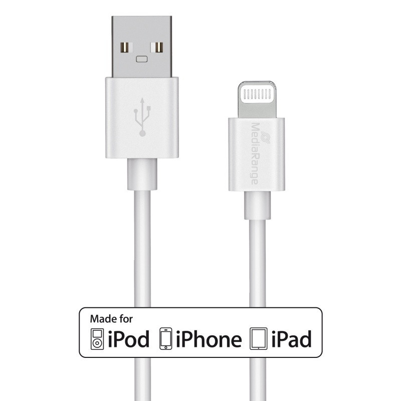 Kabel MEDIARANGE Apple Lightning, USB 2.0, 1,0m, biały