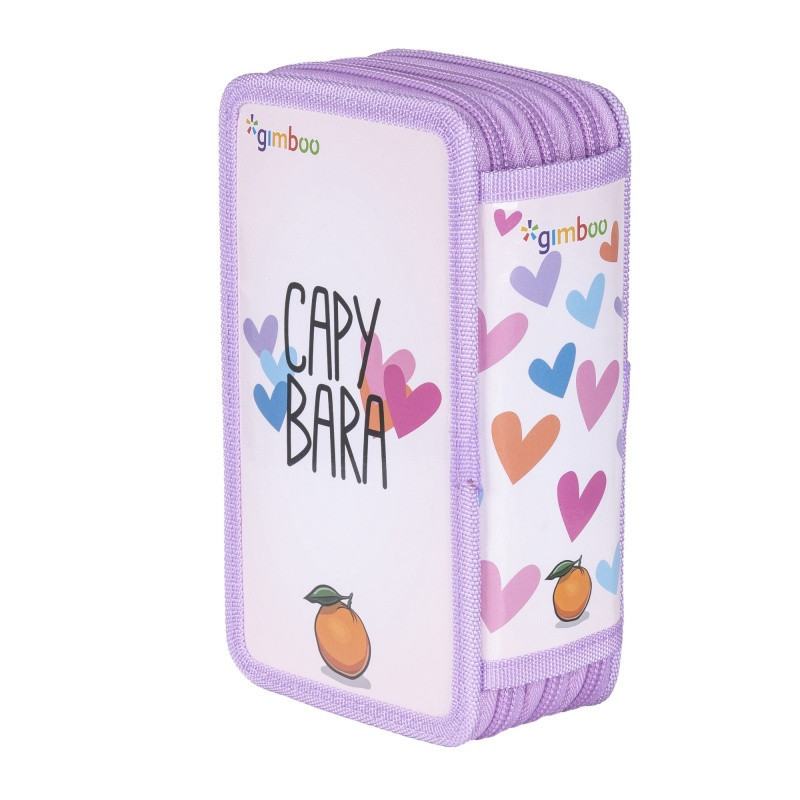 Piórnik szkolny GIMBOO, z wyposażeniem, 3 komory, mix wzorów