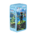 Piórnik szkolny GIMBOO, z wyposażeniem, 3 komory, mix wzorów