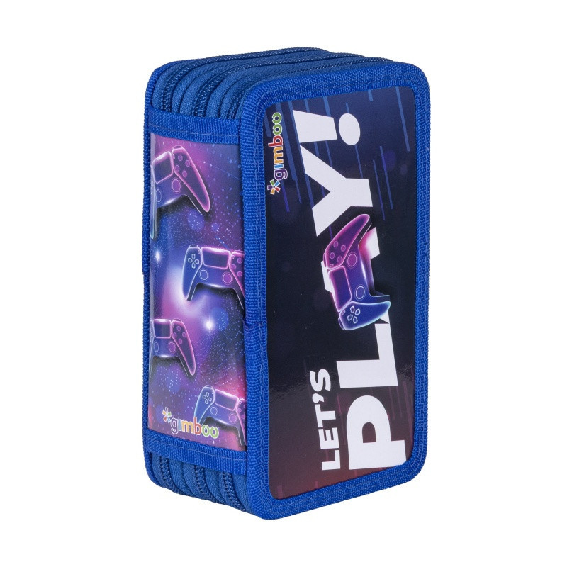 Piórnik szkolny GIMBOO, z wyposażeniem, 3 komory, mix wzorów