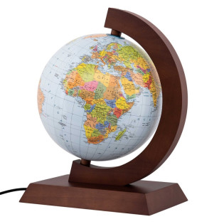 Globus polityczno-fizyczny GŁOWALA, podświetlany, drewniana opr., śr. 250mm, w pudełku, z aplikacją AR