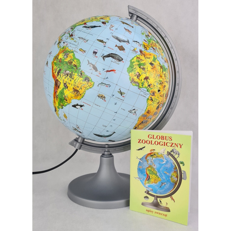 Globus zoologiczny z opisem GŁOWALA, podświetlany, śr. 250mm, w pudełku, z aplikacją AR