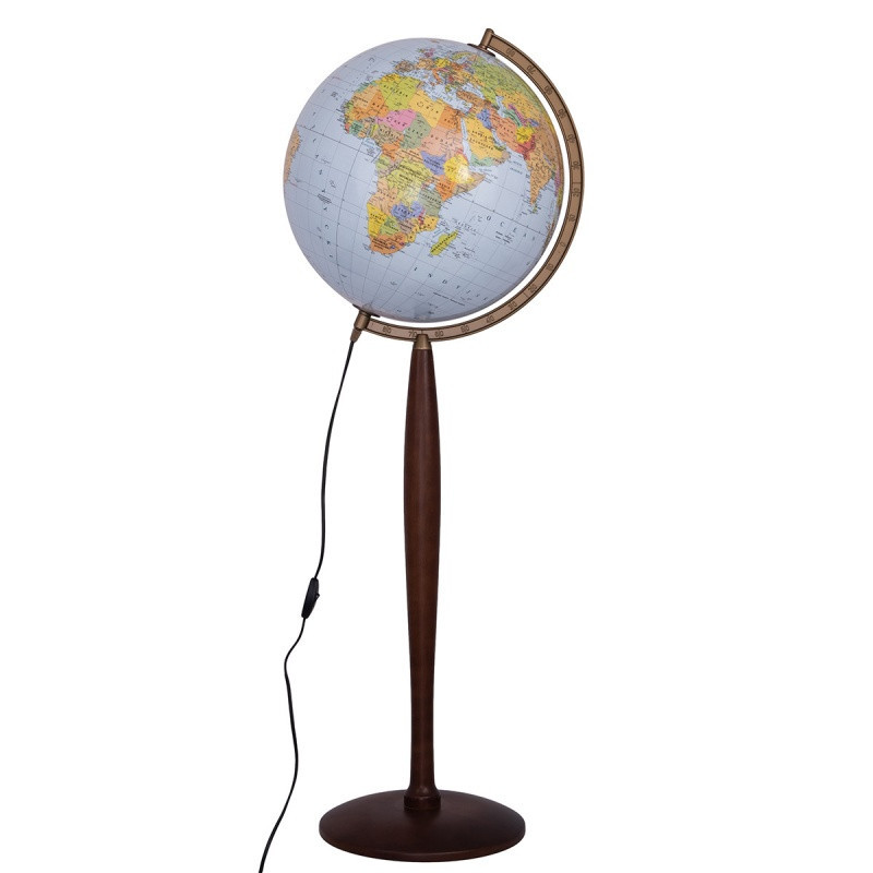 Globus polityczno-fizyczny GŁOWALA, podświetlany, drewn. wysoka stopka, śr. 420mm, w pudełku, z aplikacją AR