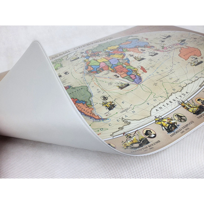 Podkładka na biurko GŁOWALA, mapa z trasami odkrywców, 58x38cm