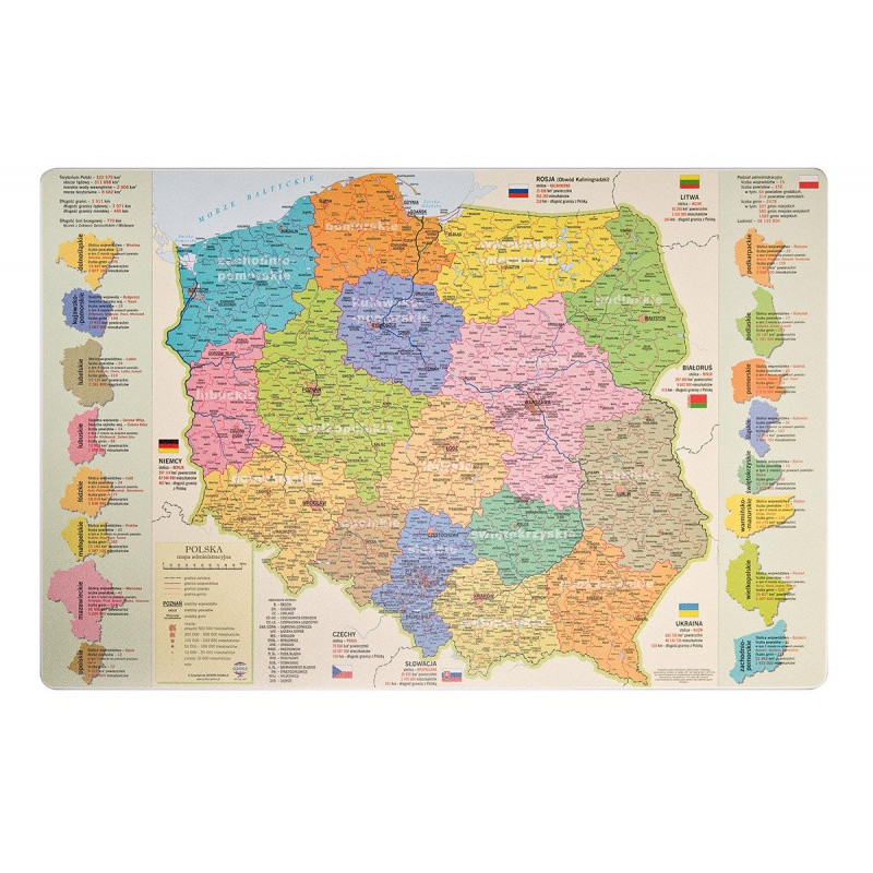 Podkładka na biurko GŁOWALA, mapa administracyjna Polski, 58x38cm