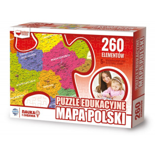 Puzzle edukacyjne GŁOWALA, mapa Polski, 260 elementów, 60x40cm