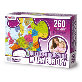 Puzzle edukacyjne GŁOWALA, mapa Europy, 260 elementów, 60x40cm