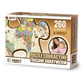 Puzzle edukacyjne GŁOWALA, z trasami odkrywców, 260 elementów, 60x40cm