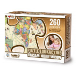 Puzzle edukacyjne GŁOWALA, z trasami odkrywców, 260 elementów, 60x40cm
