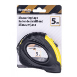 Miarka metalowa DONAU SAFETY, zwijana, 18mmx5m, blister, czarno-żółta