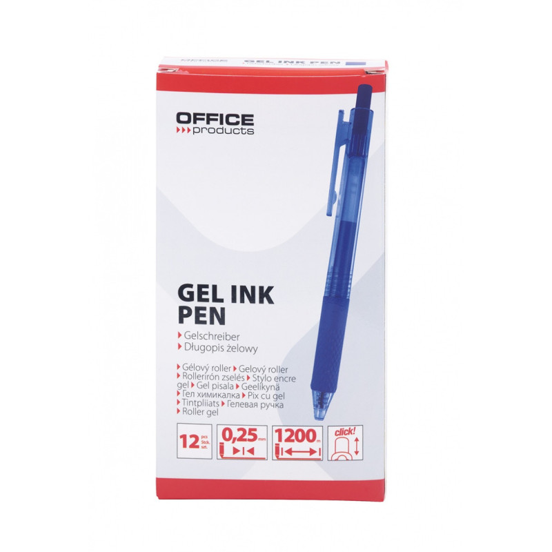 Długopis automatyczny żelowy OFFICE PRODUCTS, gr. linii 0,25mm, dł. linii 1200m, niebieski