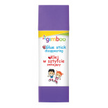 Klej w sztyfcie GIMBOO, PVP, trójkątny, znikający, 15g, 1 szt., pakowany w displayu, fioletowy