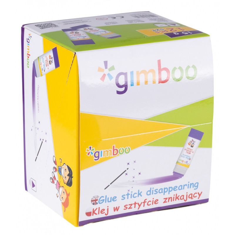 Klej w sztyfcie GIMBOO, PVP, trójkątny, znikający, 15g, 1 szt., pakowany w displayu, fioletowy