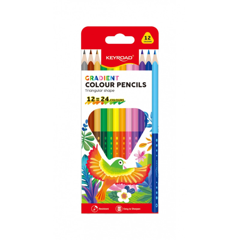 Kredki ołówkowe KEYROAD, gradientowe, 12 szt., mix kolorów