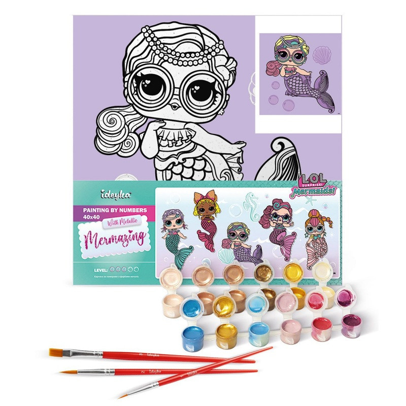 Malowanie po numerach IDEYKA, 40x40cm, L.O.L. Surprise! Mermaids Miss 1 szt., w pudełku