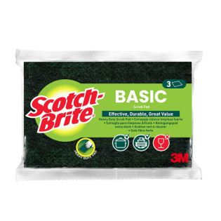 Zmywak do szorowania SCOTCH BRITE Basic, włóknina, 3 szt., zielony