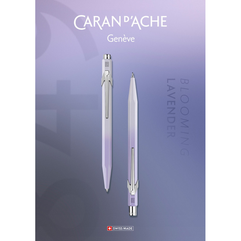 Zestaw długopis 849 + ołówek 844 Caran d’Ache Blooming Lavender, w etui, liliowo-szary