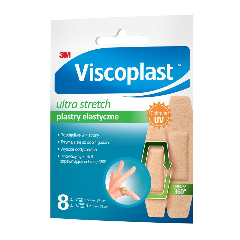 Plastry VISCOPLAST Ultra Stretch, elastyczne, 2 rozmiary, 8 szt., kopertka
